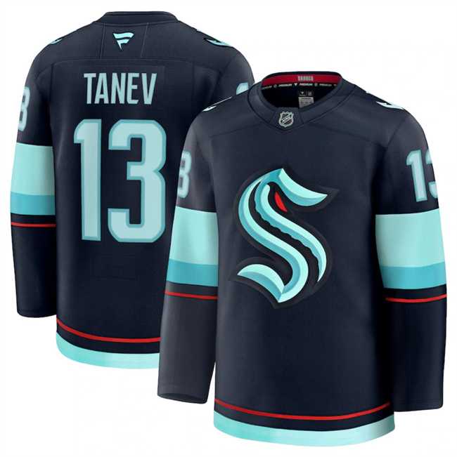 Men%27s Seattle Kraken #13 Brandon Tanev Navy 2024-25 Home Stitched Hockey Jersey Dzhi